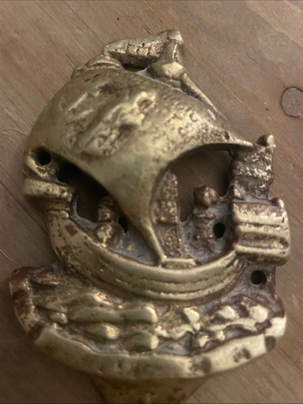 Source Unknown Gold brass Sailboat Wall Hook